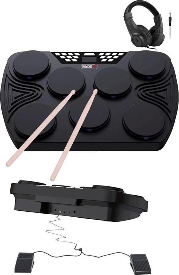 Midex DDX-105 Profesyonel Dijital Davul Şarjlı Elektronik Bateri Bluetooth (Kulaklık hediye) - Image 1