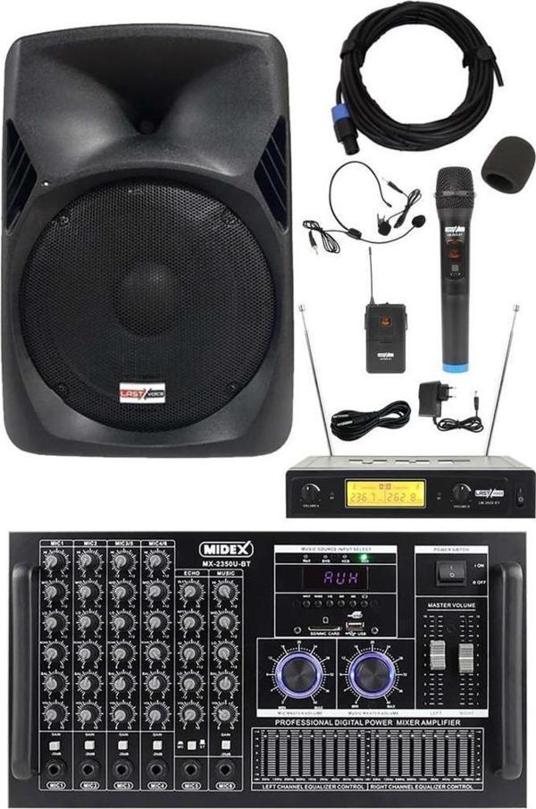 Midex Elit Paket-1 Profesyonel Ses Sistemi Mikser Amfi Hoparlör Mikrofon Ekipman Seti - Image 1