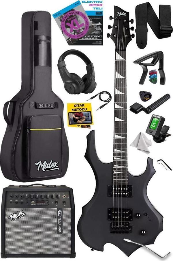 Midex Force-AMP50 Üst Seviye 50 Watt Amfili Elektro Gitar H-H Profesyonel Full Set Aksesuarlı - Image 1