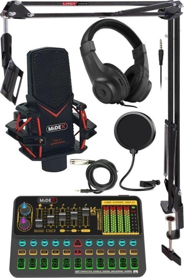 Midex GMX-1 Platinium Head Set Condenser Mikrofon Ses Kartı Kulaklık Canlı Yayın Paketi - Image 1