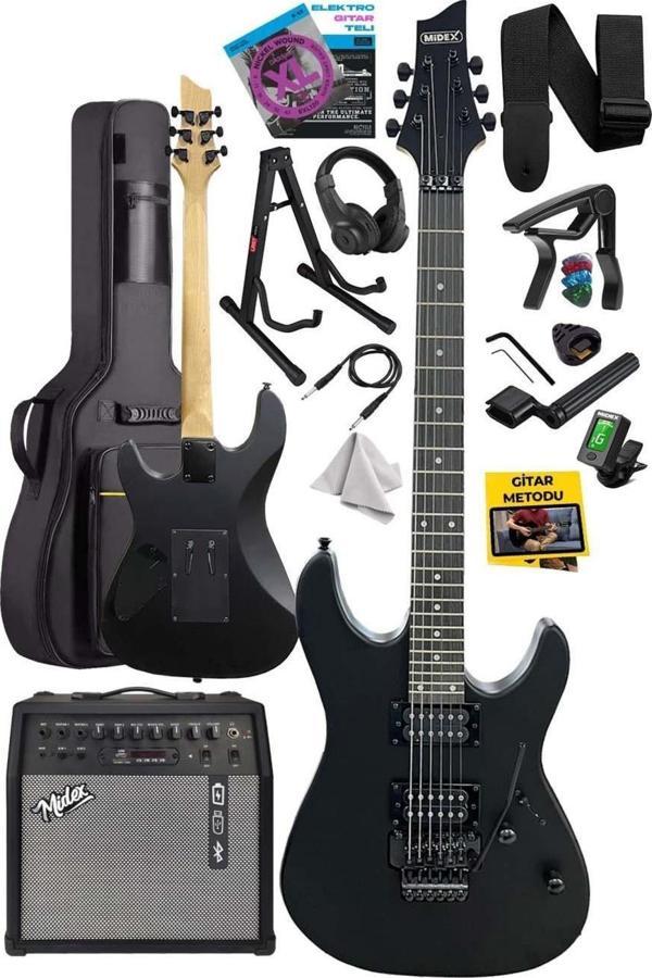 Midex GRX-300-50-AMP Profesyonel Elektro Gitar Seti 50 Watt Gainli Şarjlı Bluetooth'lu Amfi ve Full Set - Image 1