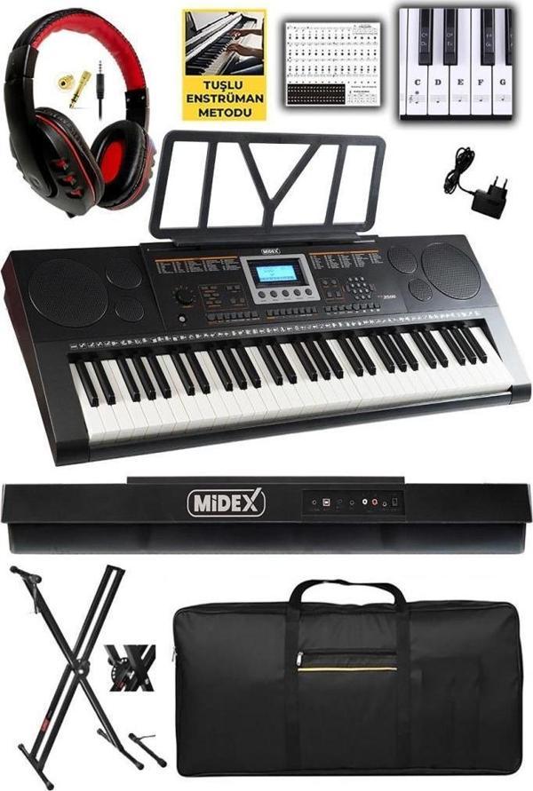 Midex PS-3500KS Tuş Hassasiyetli 61 Tuşlu Org (Stand Çanta Kulaklık Notalık Adaptör Metod) - Image 1