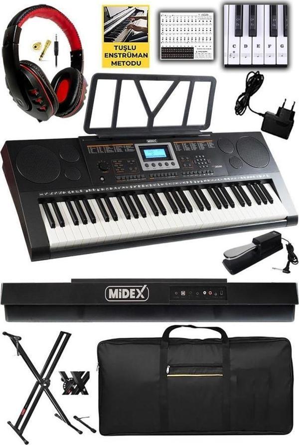 Midex PS-3500KSP Tuş Hassasiyetli 61 Tuşlu Org Sustain Pedallı (Stand Pedal Çanta Kulaklık Notalık Metod) - Image 1