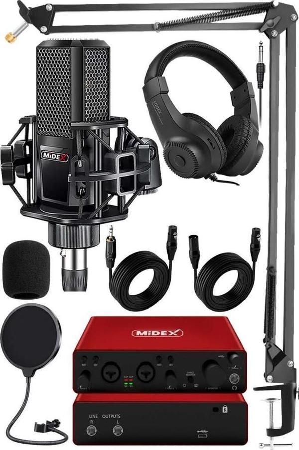 Midex Superior Pack-1 Stüdyo Kayıt Ekipmanları GLX-800 Ses Kartı MX-2020 Stüdyo Mikrofon - Image 1