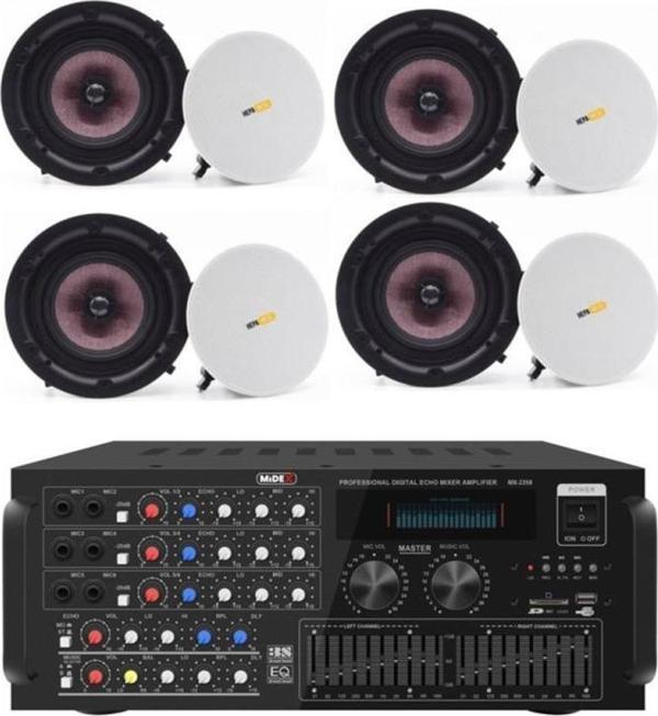 Midex Upper Segment Paket-4 Üst Segment Tavan Hoparlör ve Mikser Amfi Seti ( 1 AMFİ + 4 HOPARLÖR) - Image 1