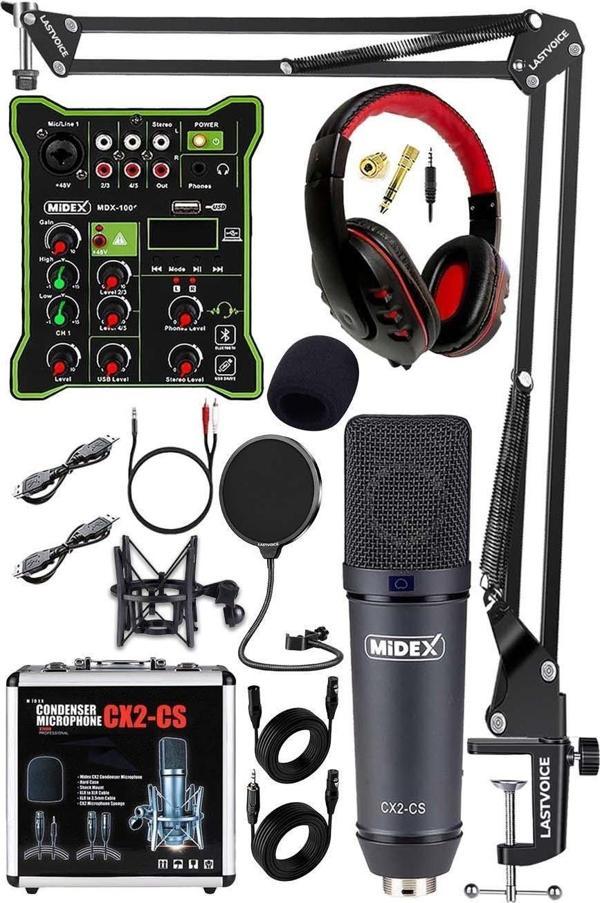 Midex Wizard Paket-1 CX2 Stüdyo Mikrofon MDX-100 Stüdyo Kayıt Mikseri Kulaklık Ekipman Seti - Image 1