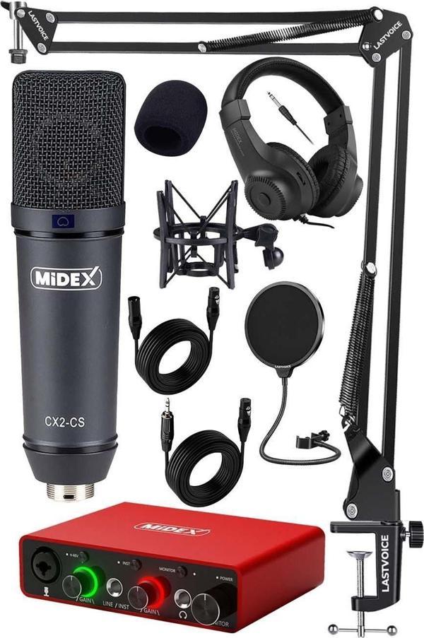Stüdyo Ekipmanları Exclusive Paket-2 CX2 Mikrofon GLX-700RD Ses Kartı Stüdyo Kayıt Seti - Image 1