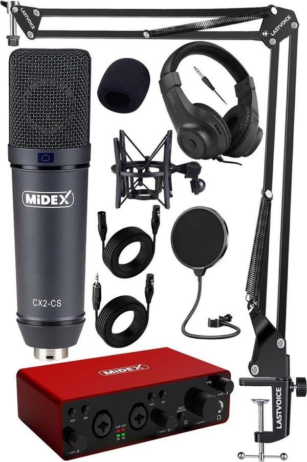 Stüdyo Ekipmanları Exclusive Paket-4 CX2 Mikrofon GLX-800 Ses Kartı Stüdyo Kayıt Seti - Image 1