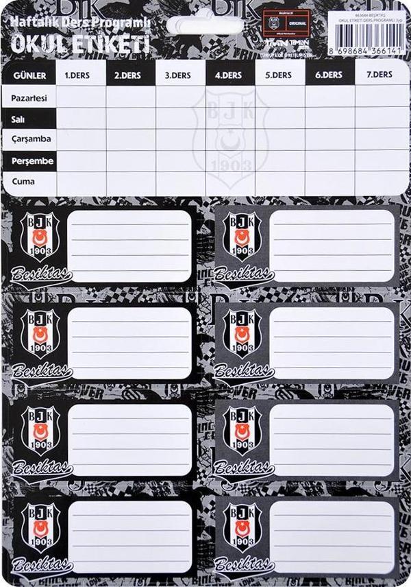 Timon Beşiktaş Okul Etiketi Ders Programlı 3 Yaprak 25X12 463644 - Image 1