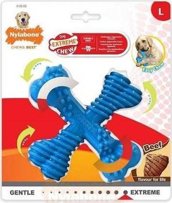 Nylabone Biftek Aromalı Köpek Çiğneme Kemiği L - Image 1