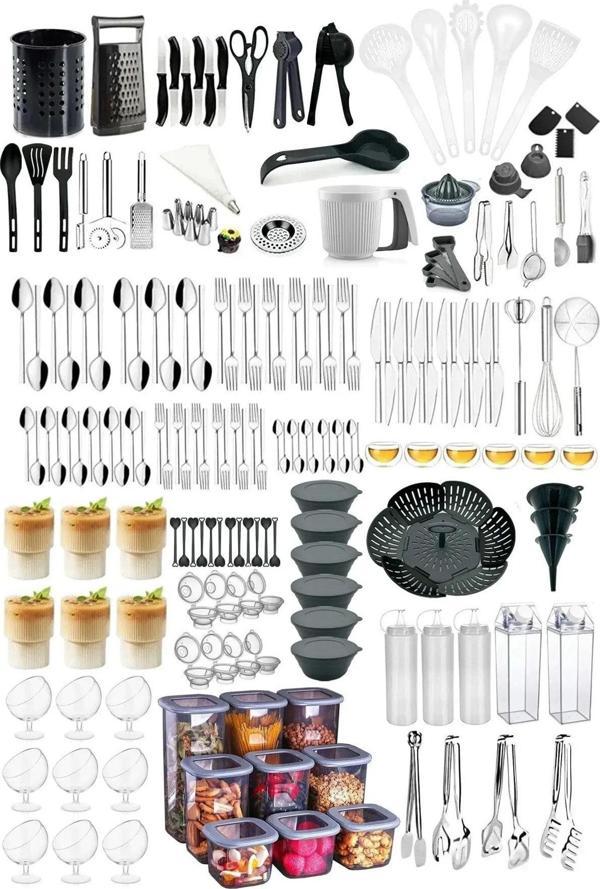 Homerest 179 Adet Çeyiz Seti, 72 Parça Çatal Kaşık Bıçak Seti, Bardak, Sosluk, Reçellik, Kepçe Set Mutfak Set - Image 1