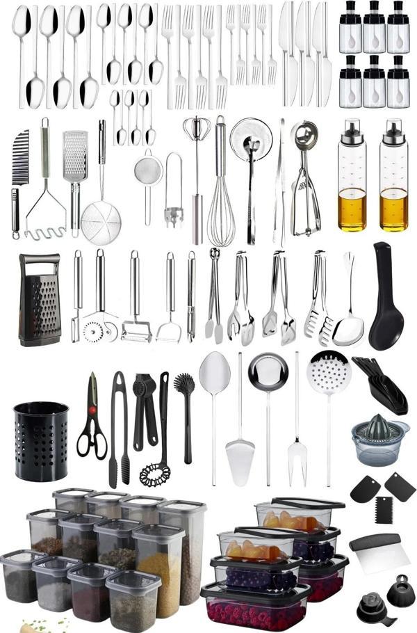 Homerest 36 Parça Çatal Bıçak Takımı, Servis Gereçleri Saklama Kabı Seti Mutfak Gereçleri Kepçe Seti - Image 1