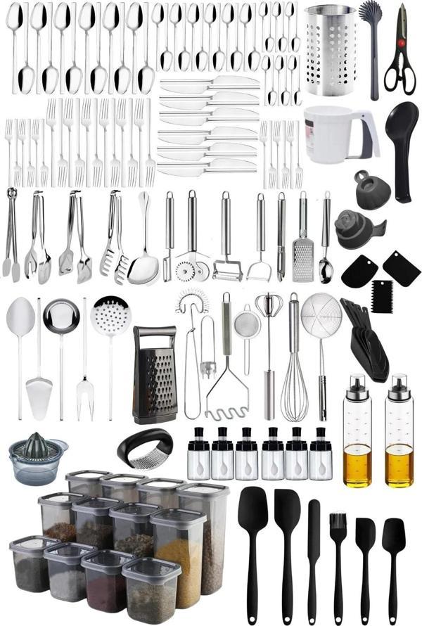Homerest Çeyiz Listesi 12 Kişilik Çatal Kaşık Bıçak Takımı, 72 Parça Çatal Kaşık Bıçak Takımı Saklama Kabı - Image 1