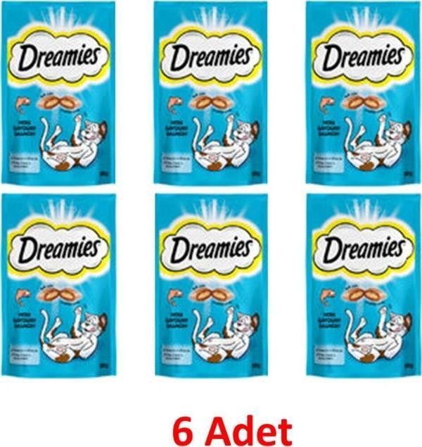 Dreamies Somon Balıklı Kedi Ödülü 6x60 gr - Image 1