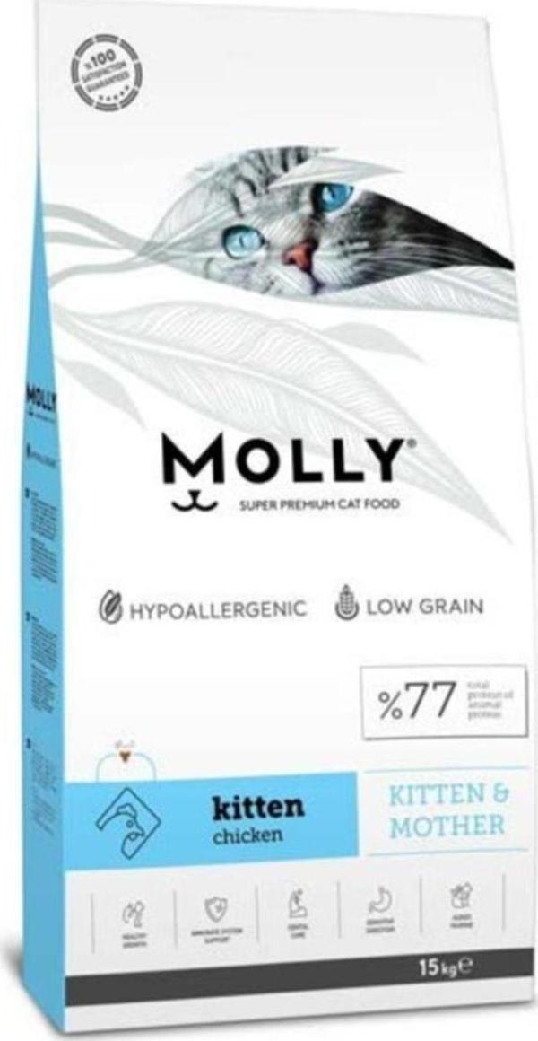 Molly Düşük Tahıllı Hipoalerjenik Tavuklu Kitten Yavru Kedi Maması 15 kg - Image 1