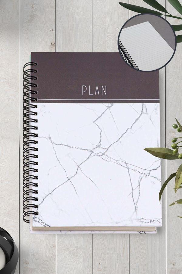 Trendmiya Beyaz Mermer Desenli Defter - Image 1