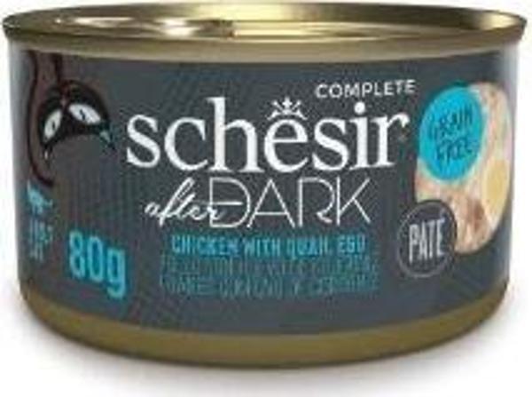 Schesir After Dark Ezme Tavuklu ve Bıldırcın Yumurtalı Yetişkin Kedi Konservesi 80 Gr - Image 1