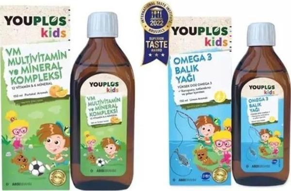 Youplus Kids Omega 3 Balık Yağı 150 ml+ Kids VM 150 ml - Image 1