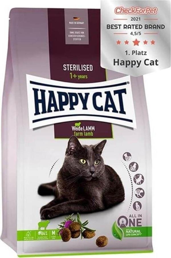Happy Cat Kısırlaştırılmış Weide Lamm Kuzu Etli Yetişkin Kedi Maması 4 kg - Image 1