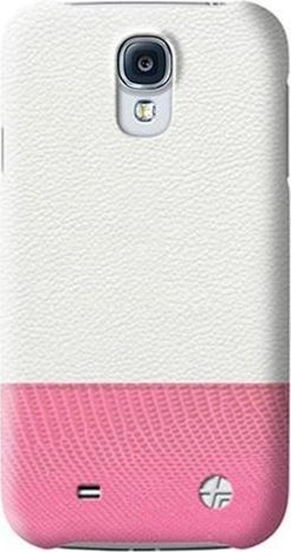 Samsung Galaxy S4 Kılıf Trexta Marka Deri Dokulu Dikişli Sert - Beyaz - Image 1