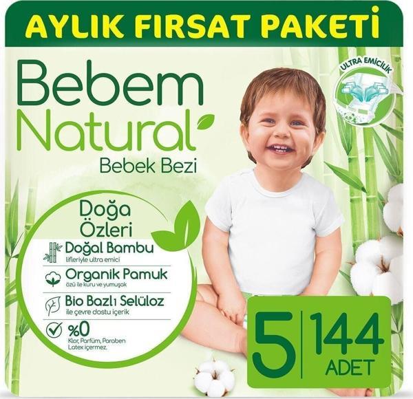 Bebem Natural Bebek Bezi Aylık Fırsat Paketi Junior 5 No 144 Lü - Image 1