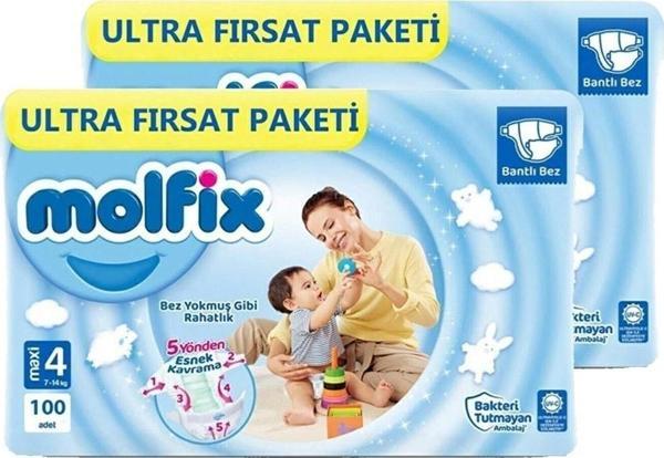 Molfix Bebek Bezi Ultra Fırsat Paketi Maxi 4 No 100 Lü X 2 Adet - Image 1