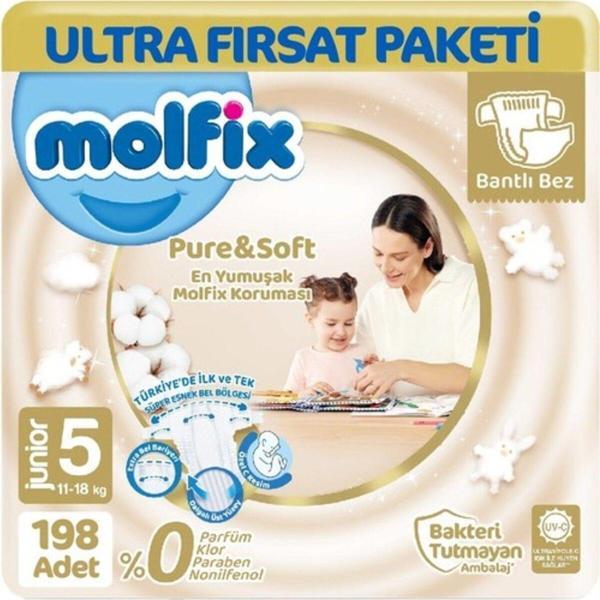Molfix Pure & Soft Bebek Bezi Junior 5 No 66 Lı X 3 Adet - Image 1