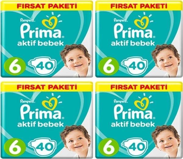 Prima Aktif Bebek Ekstra Large 6 Beden Fırsat Paketi 40x4 160'lı Bebek Bezi - Image 1