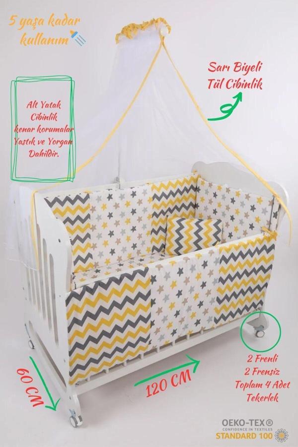 Bebekonfor Mdf Flower 60 x 120 Tekerlekli Anne Yanı Beşik 5 Yaşa Kadar Kullanım  - Image 1