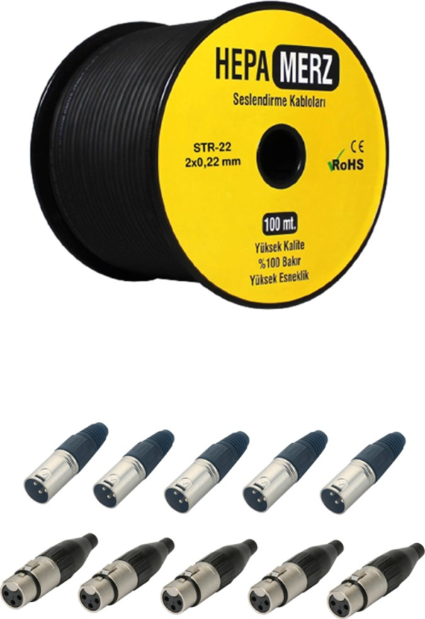 Hepa Merz Connection Paket-7 Mikrofon Kablosu XLR Konnektör Paketi - Image 1