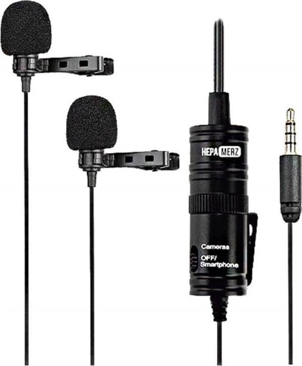 Hepa Merz HM-156 PRO Çiftli Yaka Mikrofonu Kamera Pc Telefon Röportaj (Android-İos Mac) - Image 1