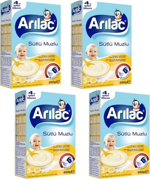 Arilac Sütlü Muzlu Bebek Ve Küçük Çocuk Ek Gıdası 200 gr X 4 Adet - Image 1