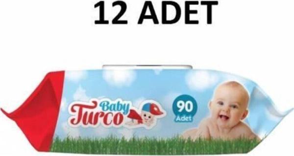 Baby Turco Islak Havlu - Mendil 12 X 90'lı 1080 Yaprak Kapaklı - Image 1