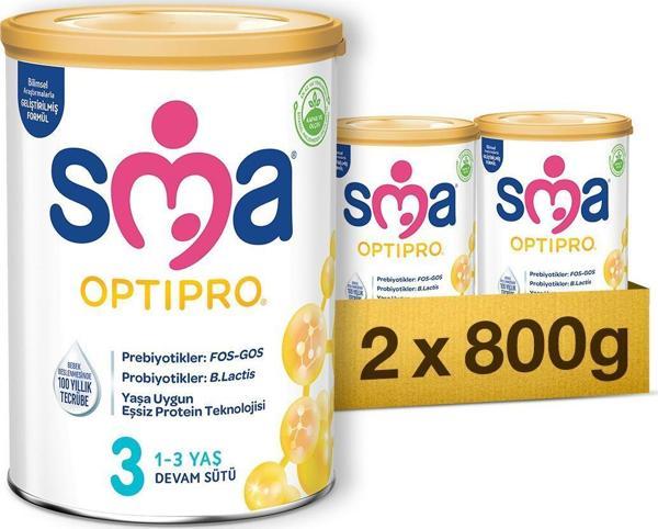 SMA 3 Optipro Probiyotik Devam Sütü 800 gr X 2 Adet - Image 1