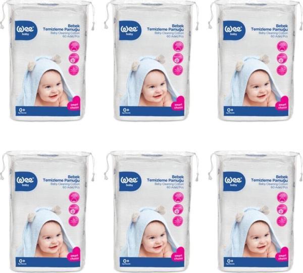 Wee Baby Bebek Temizleme Pamuğu 60'lı 6 Adet - Image 1