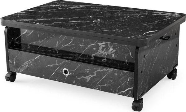 Zerenland 61 Akıllı Sehpa, Sihirli Sehpa, 6 Boyutlu Sehpa 90*60cm Siyah Mermer - Image 1