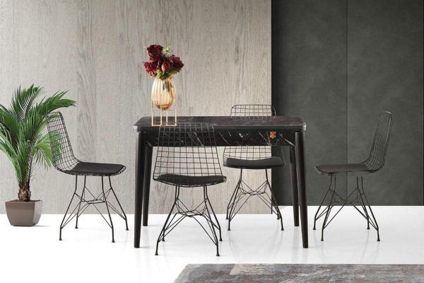 Zerenland Zeren877 Açılır Gizli Bölmeli Yemek Masası Siyah Mermer 70*110cm - Image 1