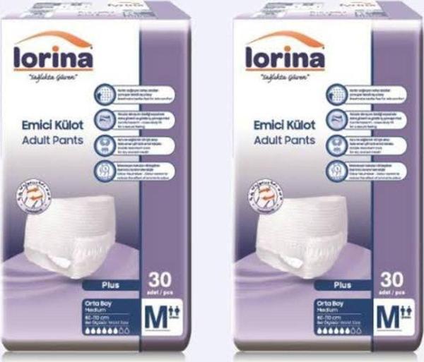 Lorina Külotlu Hasta Bezi M Beden 60 Adet - Image 1