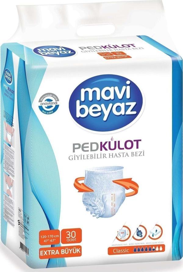 Mavi Beyaz Xl Ekstra Büyük Ped Emici Külot Hasta Bezi - Image 1