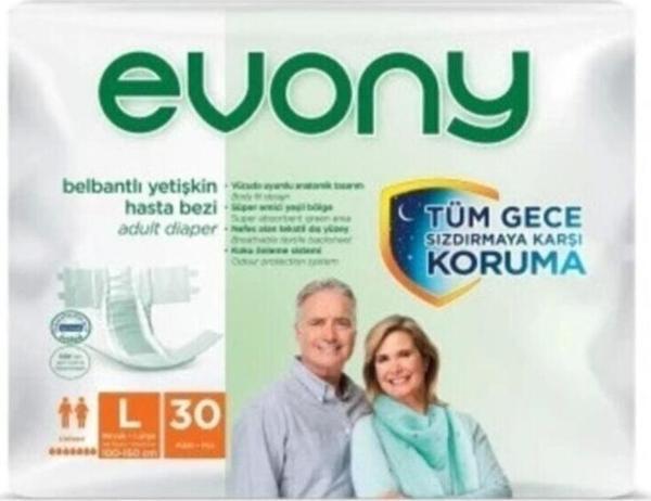 Evony Bel Bantlı Yetişkin Hasta Bezi Large Beden 30 Lu Paket - Image 1