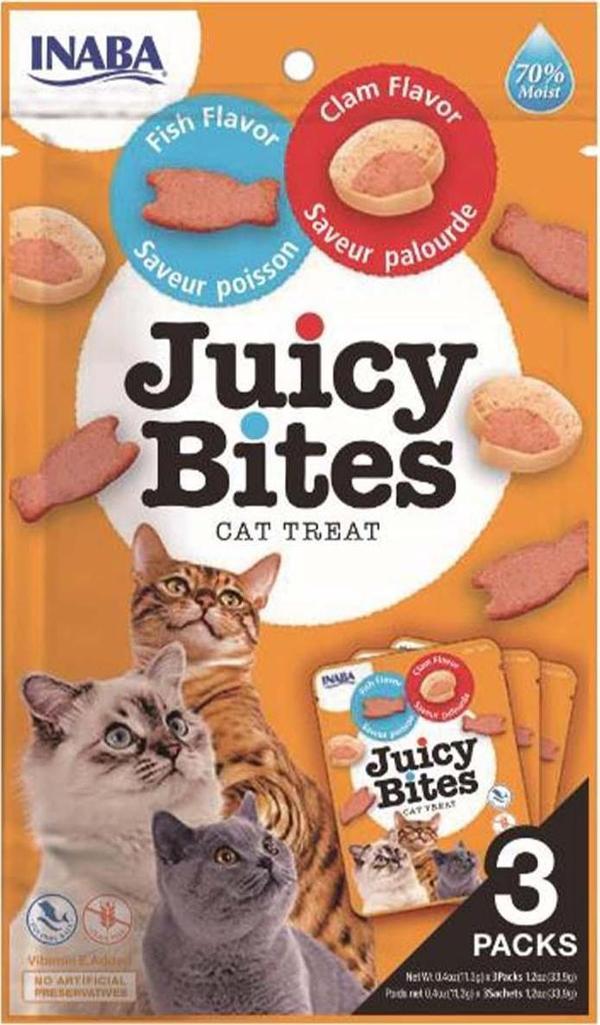 Inaba Juicy Bites Balıklı ve İsteridyeli Kedi Ödül Maması 3 Paketli - Image 1