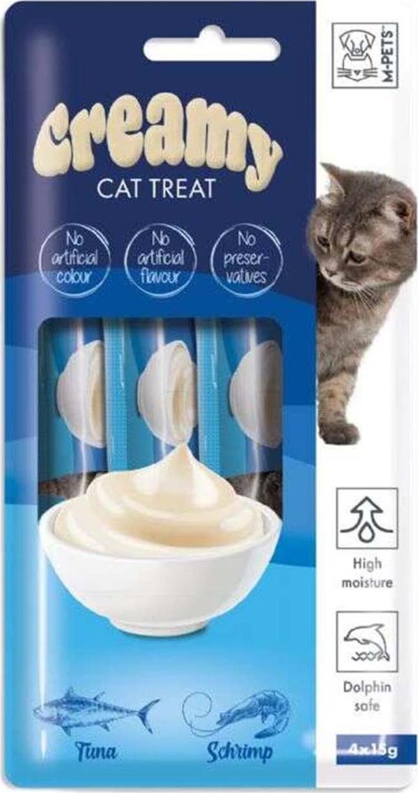 M-Pets Creamy Ton Balıklı Karidesli Kedi Ödülü 4x15  Gr - Image 1