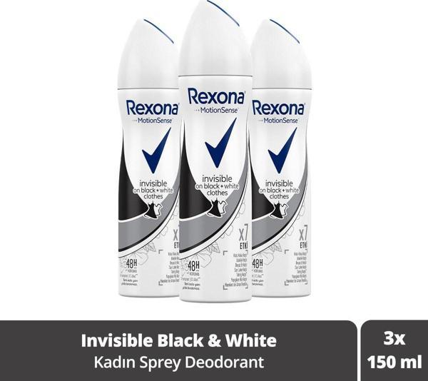 Rexona Kadın Deodorant Invisible Black White 3 x 150 ML - Image 1