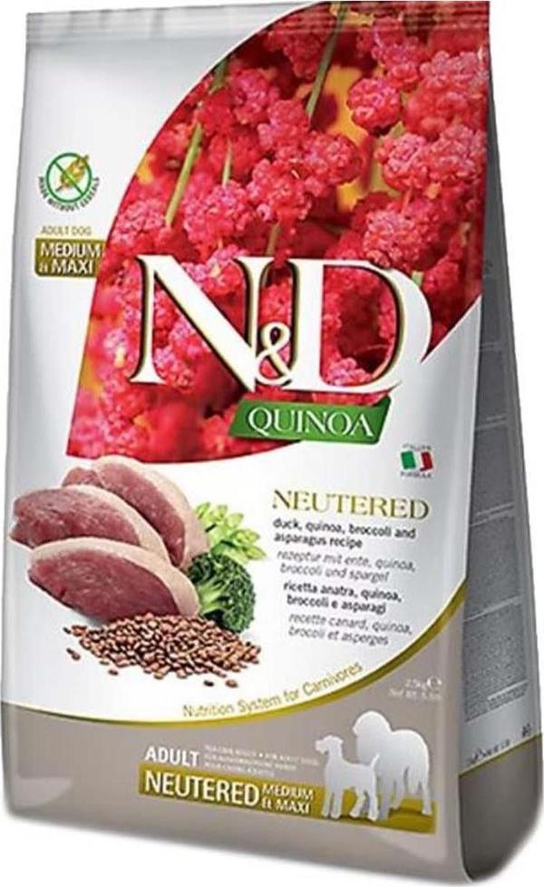 N&D Quinoa Köpek Ördek Brokoli Kuşkonmaz Kısırlaştırılmış Yetişkin Medium Maxi 12 Kg - Image 1