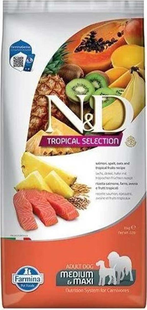 N&D Tropical Somonlu Orta ve Büyük Irk Yetişkin Köpek Maması 10 Kg - Image 1