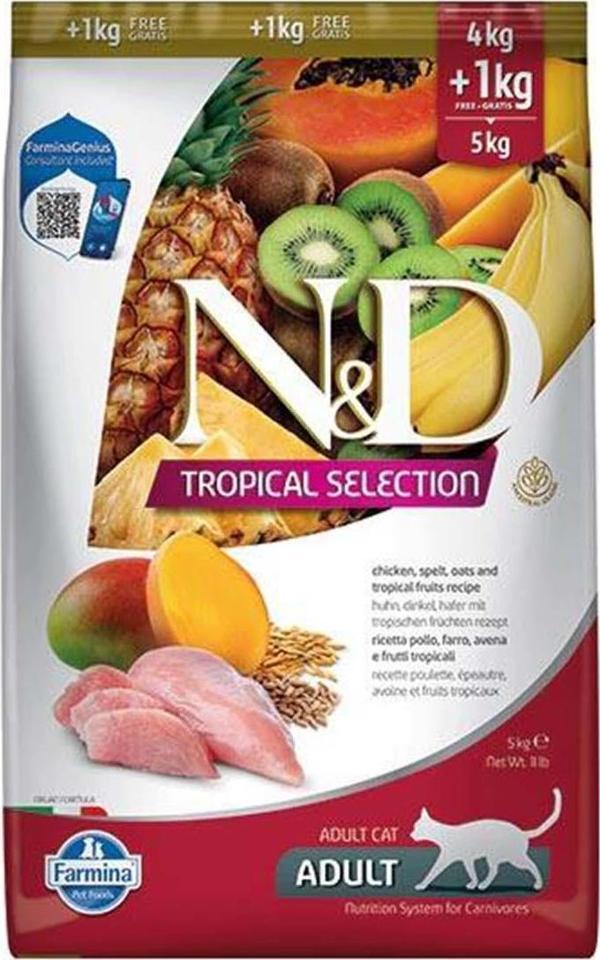 N&D Tropical Tavuklu Yetişkin Kedi Maması 4+1 Kg - Image 1