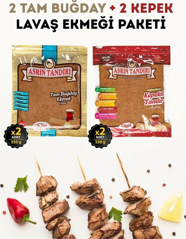 Asrın Tandırı 40 Adet Lavaş 4 Paket ( 2 Paket Ekşi Mayalı Tam Buğday + 2 Paket Ekşi Mayalı Kepekli ) 4 x 350 gr - Image 1
