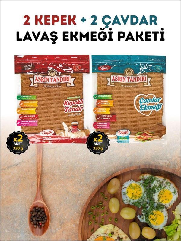 Asrın Tandırı 40 Adet Lavaş 4 Paket ( 2 Paket Ekşi Mayalı Kepekli + 2 Paket Ekşi Mayalı Çavdar ) 4 x 350 gr - Image 1