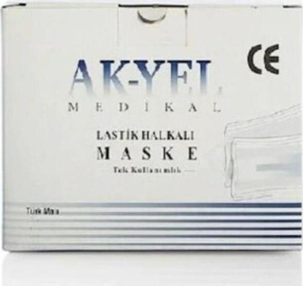 Akyel Ağız Maskesi Burun Telli Meltblown Kumaş Filitreli 100 Adet - Image 1