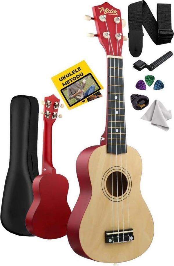 Midex UKX-901NT Naturel Soprano Ukulele (Askı Çanta Metod Pena) - Image 1